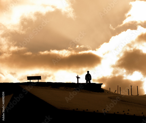 Silhouette of Man with Sun Light In Background
