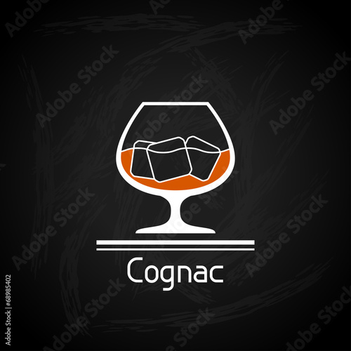 Illustration with glass of cognac for menu cover.