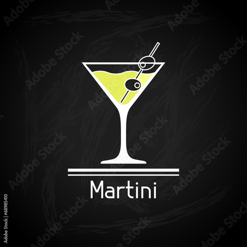 Illustration with glass of martini for menu cover.