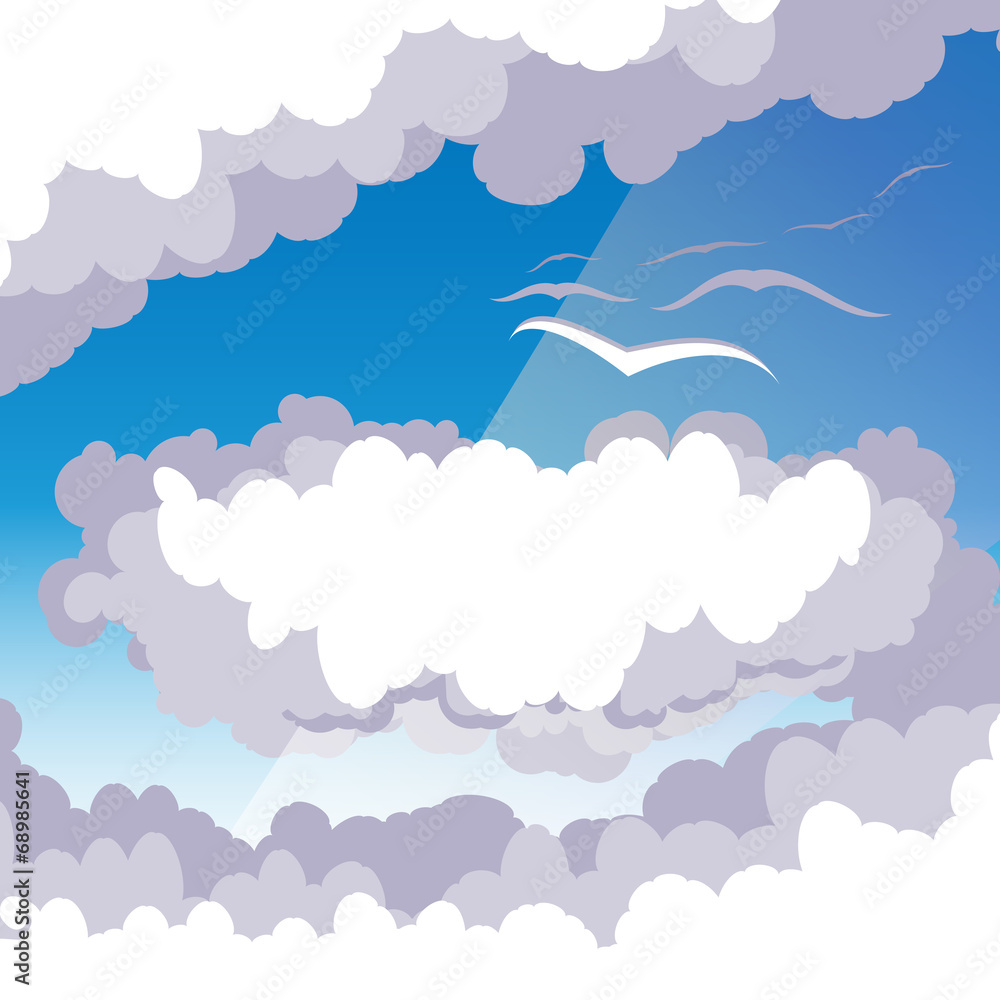 Cloud scape with seaguls Cloud scape with seaguls