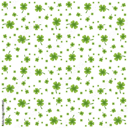 Seamless pattern with clovers (four-leaves, shamrocks)