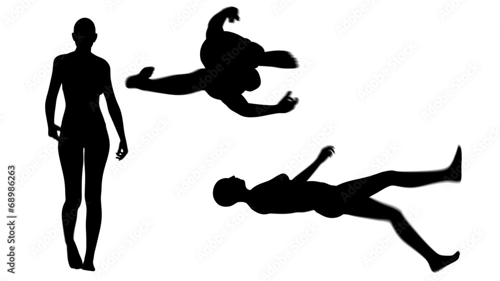 Silhouette of a woman walking - different views. Silhouette of a woman walking - different views.