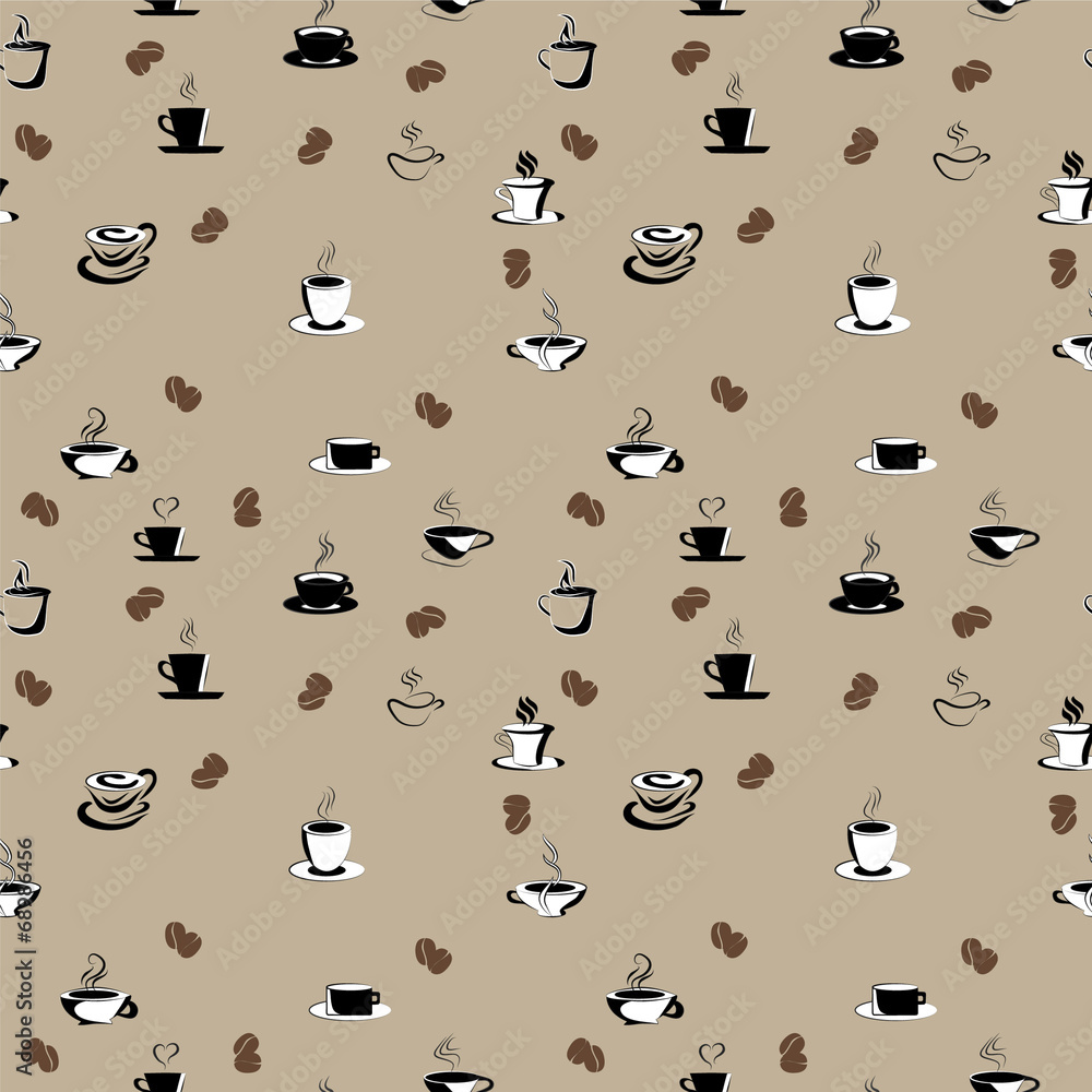 seamless pattern with coffee beans and cups seamless pattern with coffee beans and cups