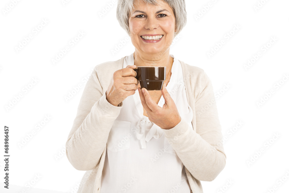 Elderly woman drinking coffee Elderly woman drinking coffee