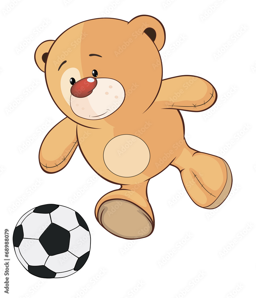 Obraz premium A stuffed toy bear cub a soccer player cartoon
