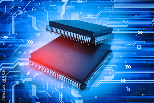 Electronic integrated circuit chip photo