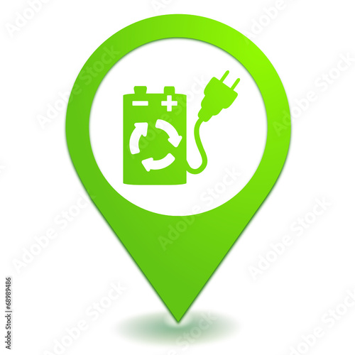 pile rechargeable sur symbole localisation vert