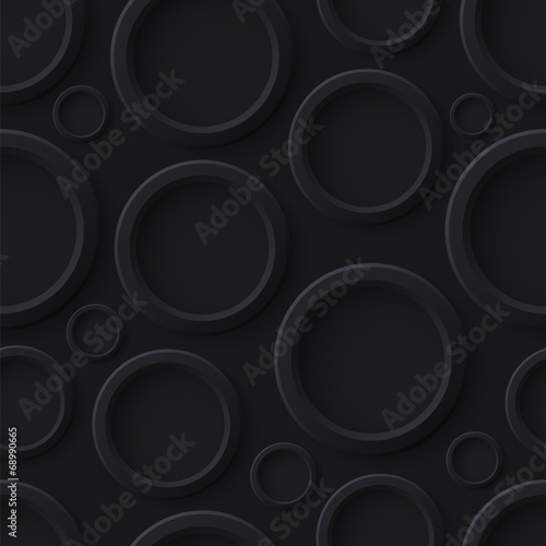 Black abstract seamless pattern with circles