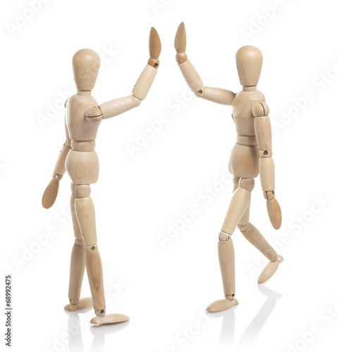 two wooden dummy greet
