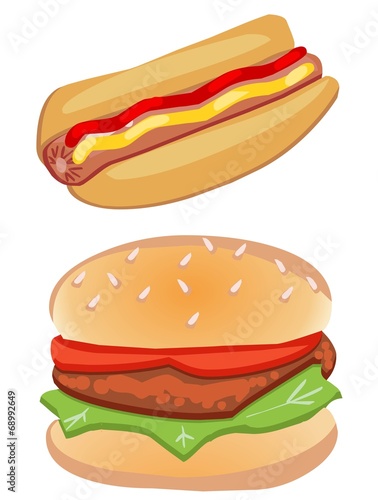 Hot dog and hamburger