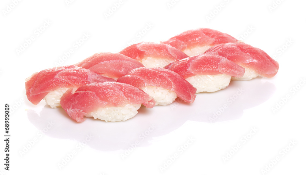 Tuna sushi nigiri isolated on white background Tuna sushi nigiri isolated on white background