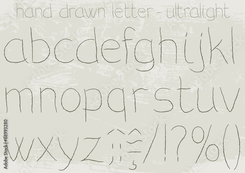 Ultralight version of a hand drawn alphabet