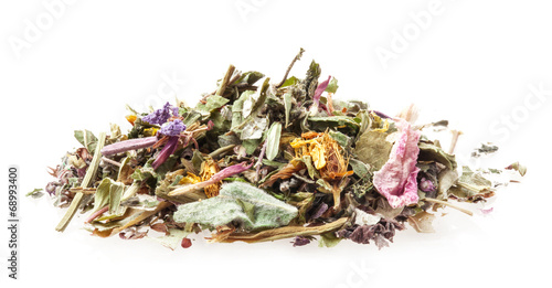 Dried Herbal Tea isolated on white background