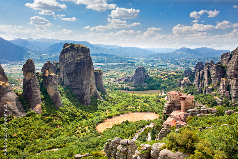 View on Meteora in Trikala, Greece.