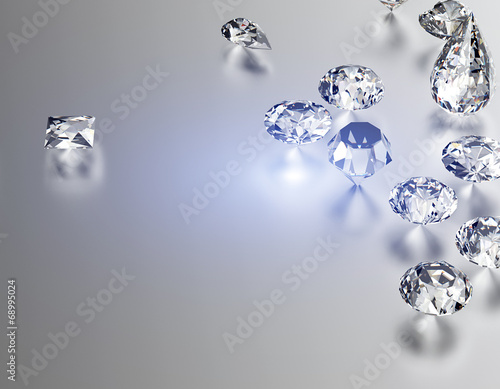 Background of different shape jewelry gemstone. Diamond