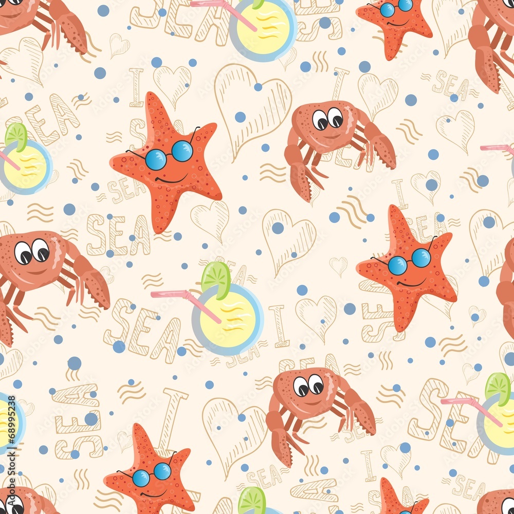 Vector pattern with sea life Vector pattern with sea life