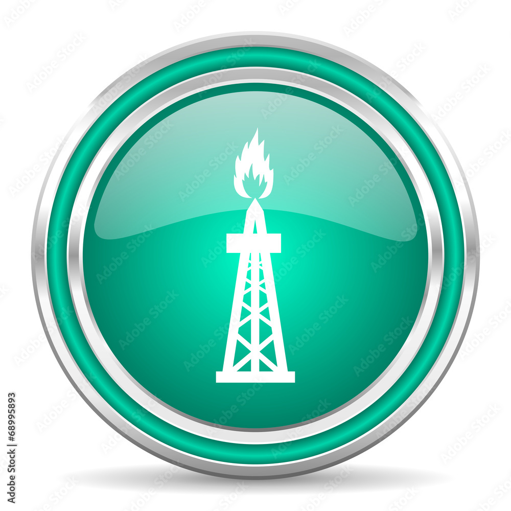 gas green glossy web icon