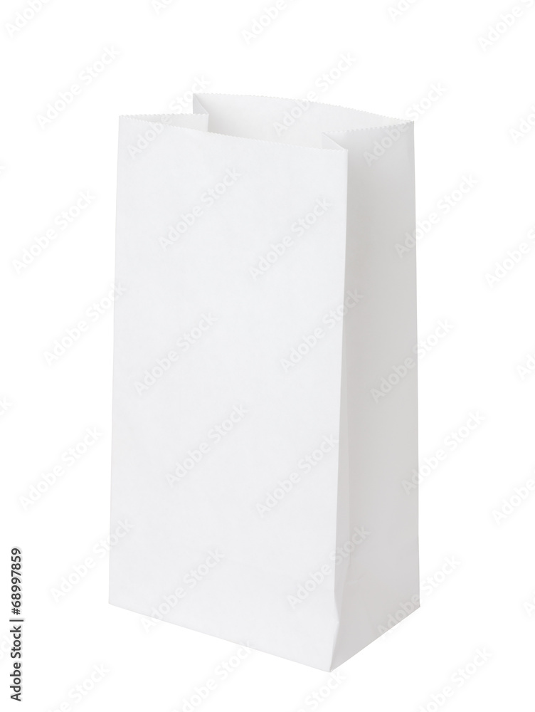 White paper bag isolated on white White paper bag isolated on white