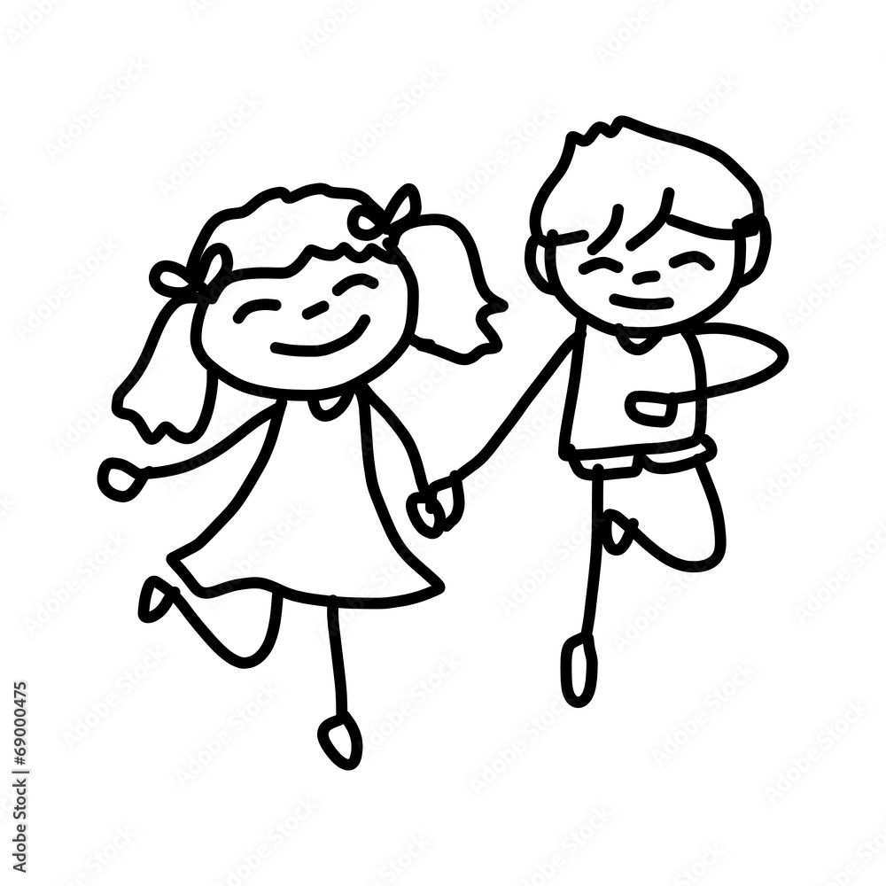hand drawing cartoon character happy kids hand drawing cartoon character happy kids