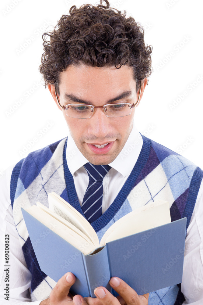 man carefully reads the book man carefully reads the book