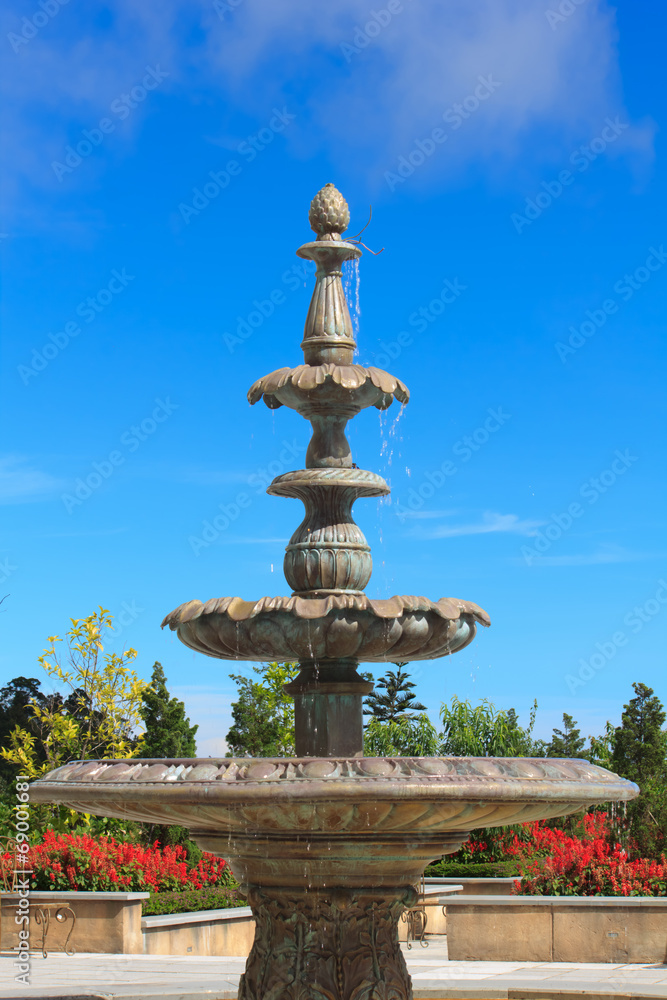 model fountains with blue sky