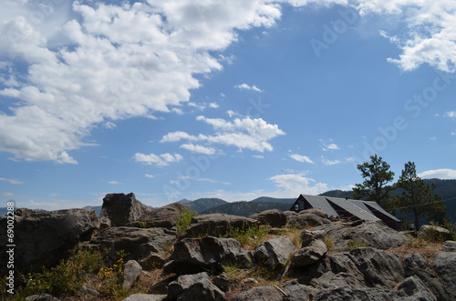 Rocks and cloudy blue sky, Sierra Nevada, California