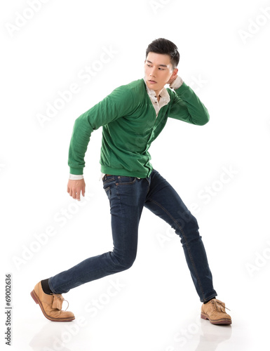 Asian guy with dramatic pose