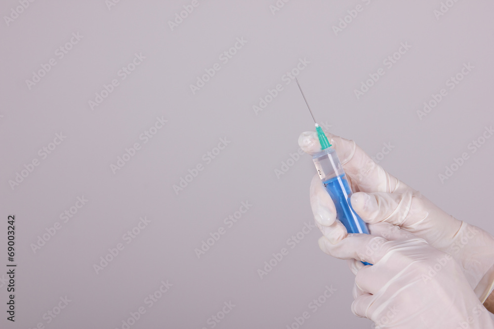medical gloves and syringe with needle medical gloves and syringe with needle