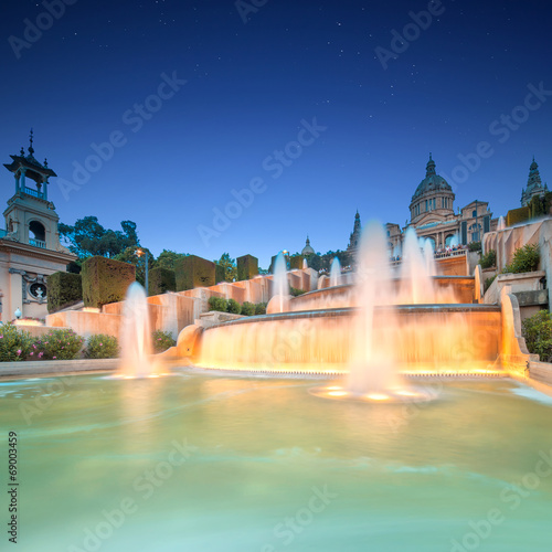 night view of Magic Fountain in Barcelona