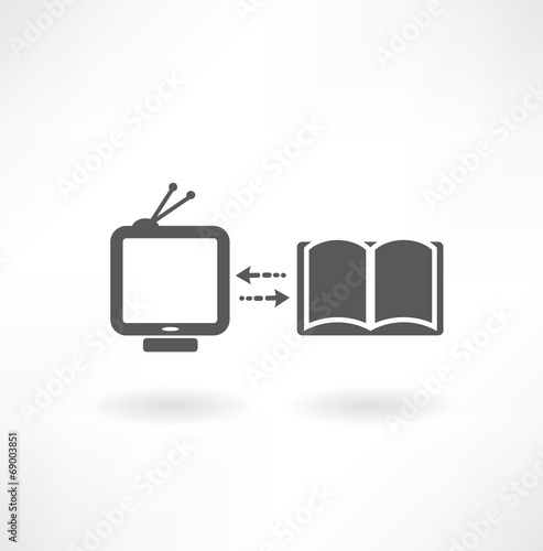 Set of icons with PC, books and TV set