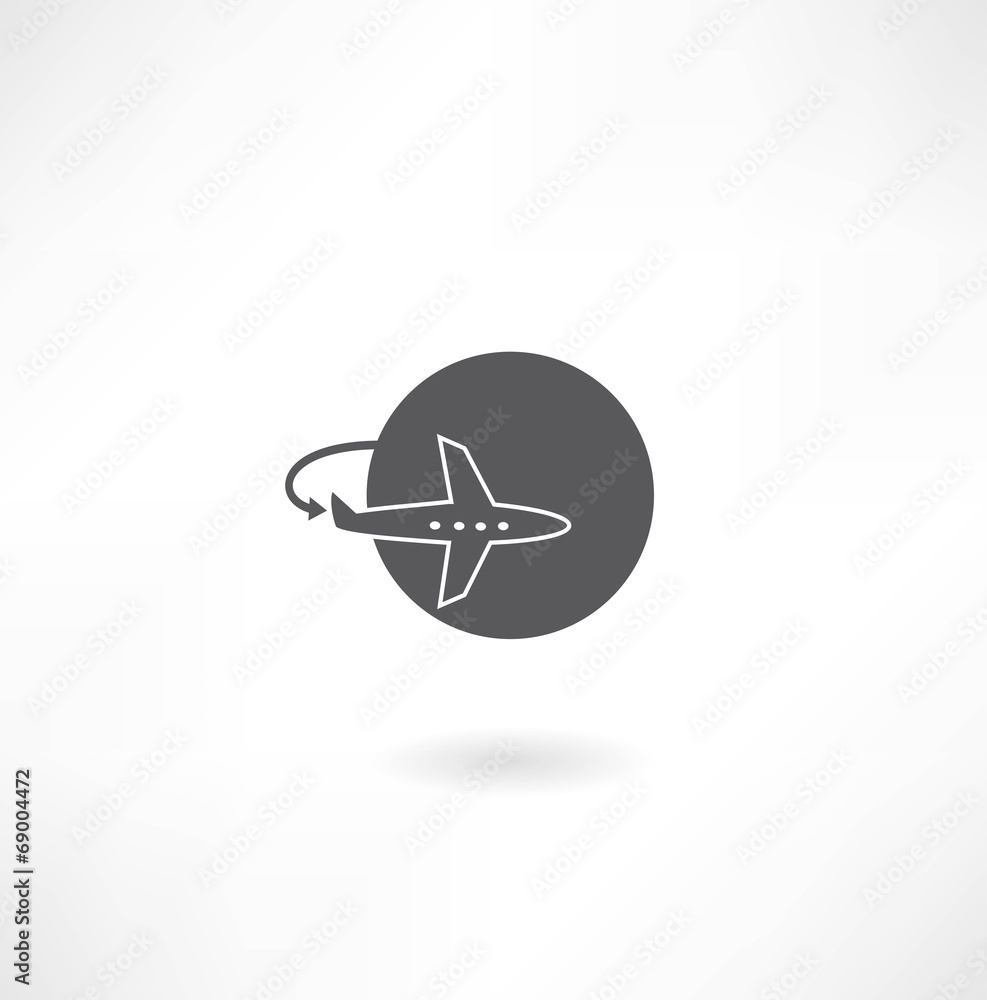 plane flies around the earth icon plane flies around the earth icon