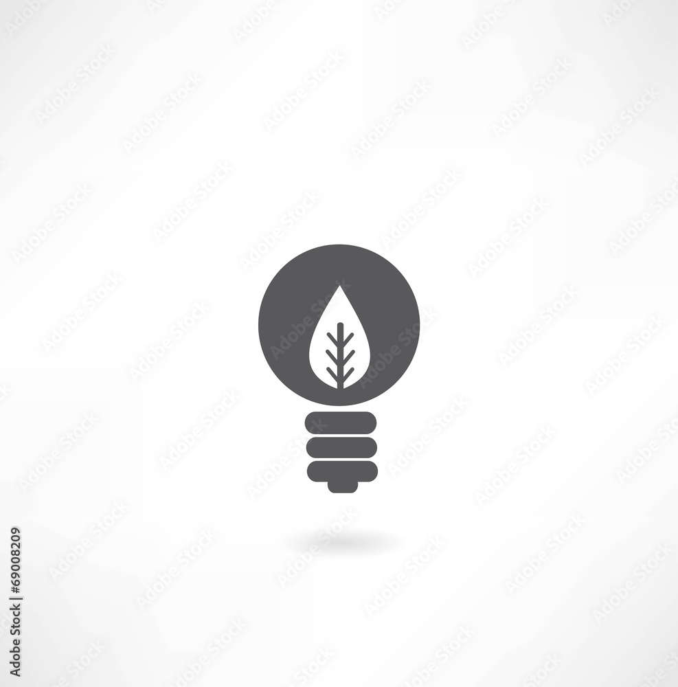 light bulb with leaf icon light bulb with leaf icon