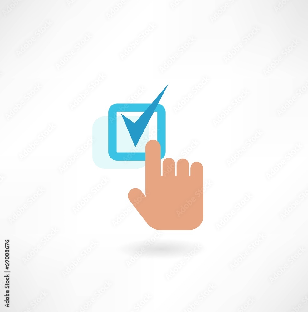 hand and a check mark icon hand and a check mark icon