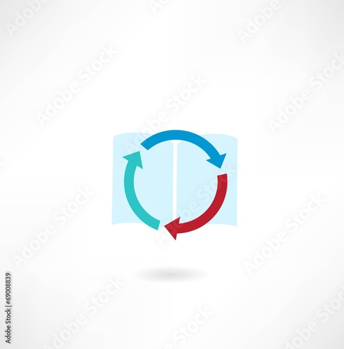 book icon with arrows