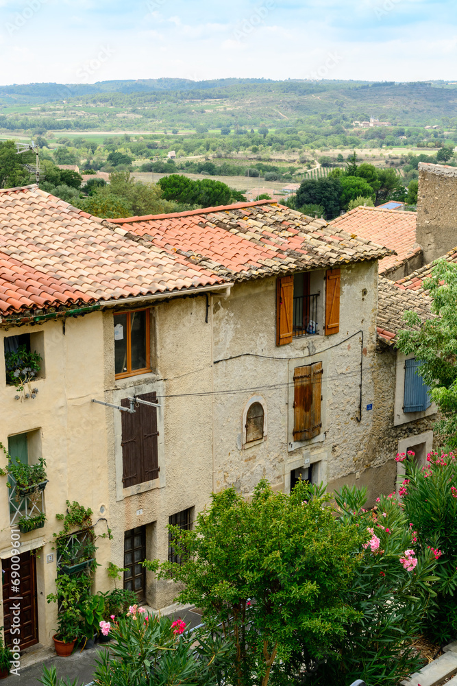 Houses in  the French village Murviel-les-Beziers, South France