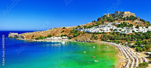 Fototapeta malownicza wyspa Rodos, zatoka Lindos. Grecja