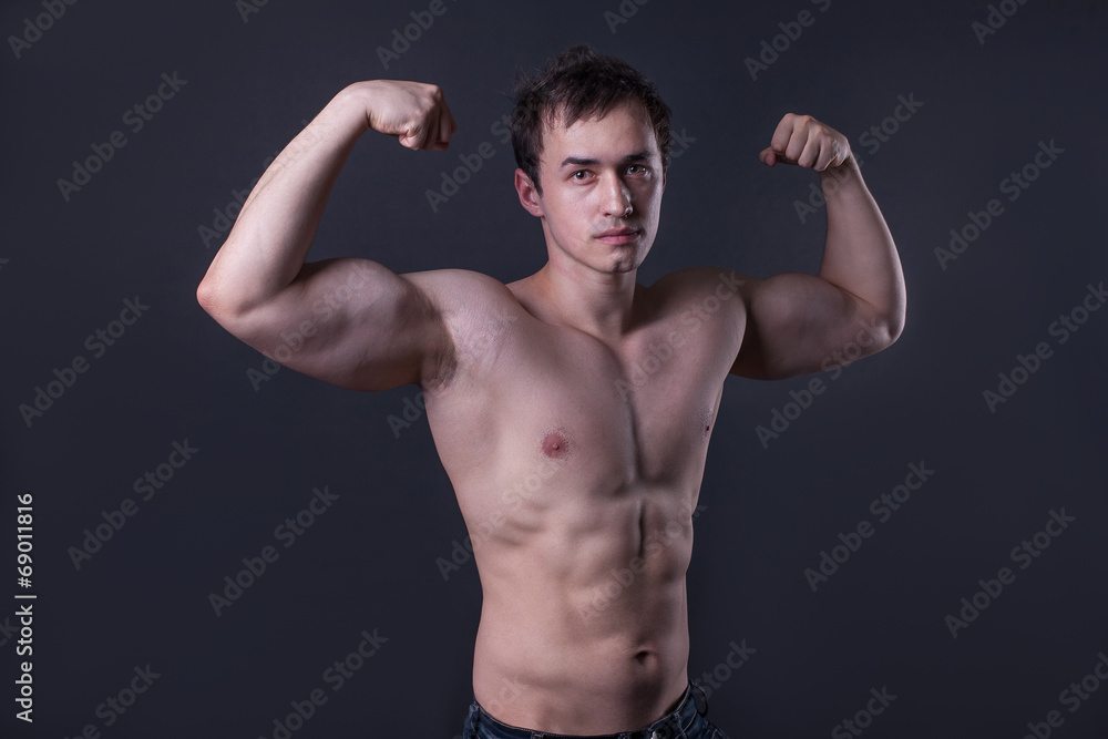 man showing muscles