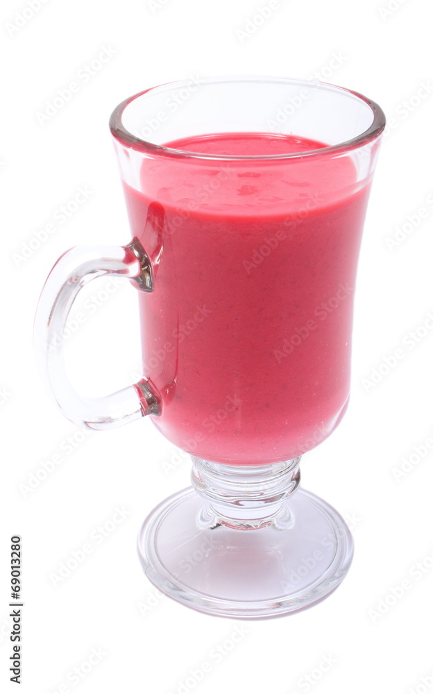 Fresh cocktail of raspberries on white background Fresh cocktail of raspberries on white background
