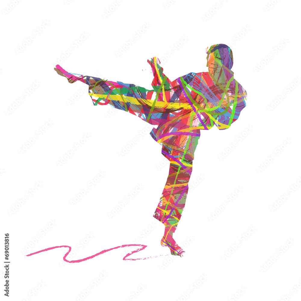 Obraz premium astratto che compone un uomo che pratica il karate