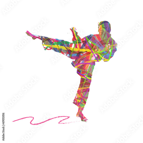 astratto che compone un uomo che pratica il karate