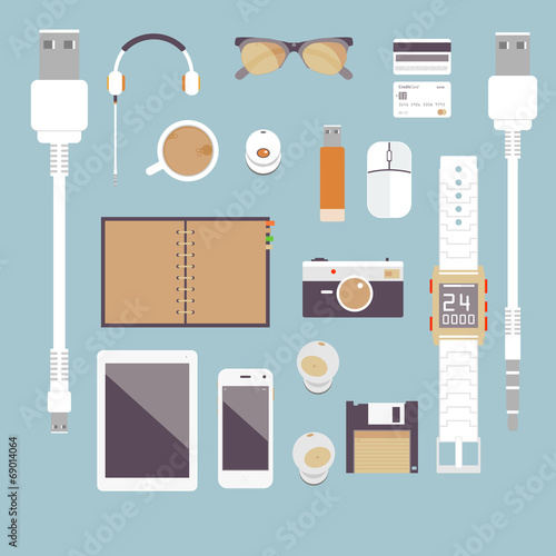 I'm fond of gadgets. Vector set Flat business