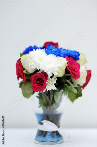 Bright blue and red bouquet