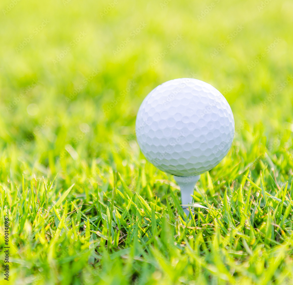 Golf ball on green grass