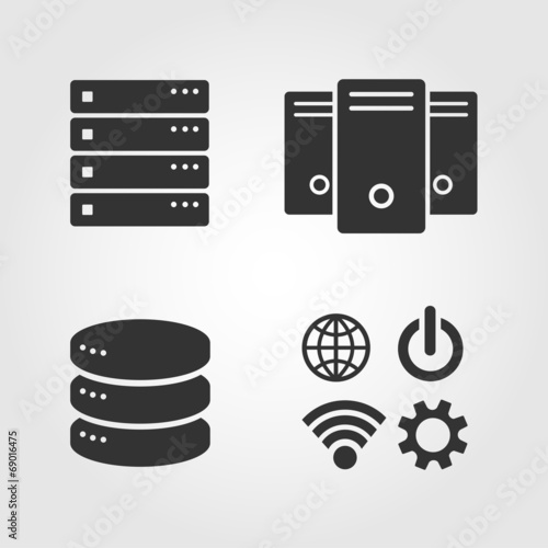 Computer Server icons set, flat design