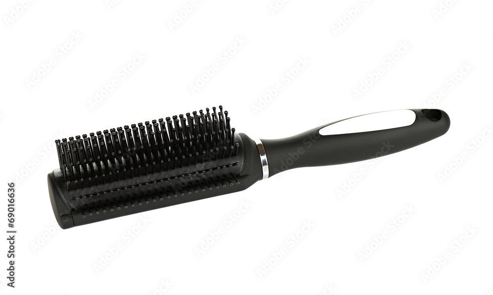 Black Hairbrush on White Background Black Hairbrush on White Background