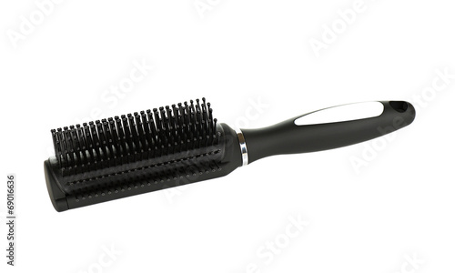 Black Hairbrush on White Background