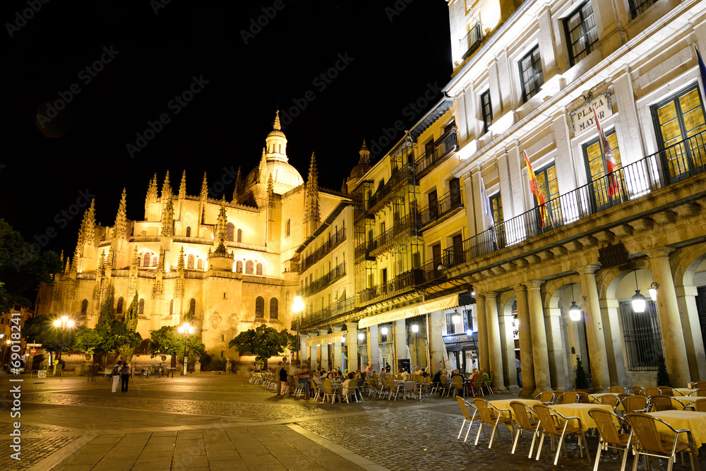 St. Mary's Cathedral and Plaza Mayor of Segovia.