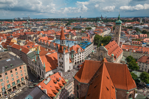 Aerial View of Munich old town in Germany
