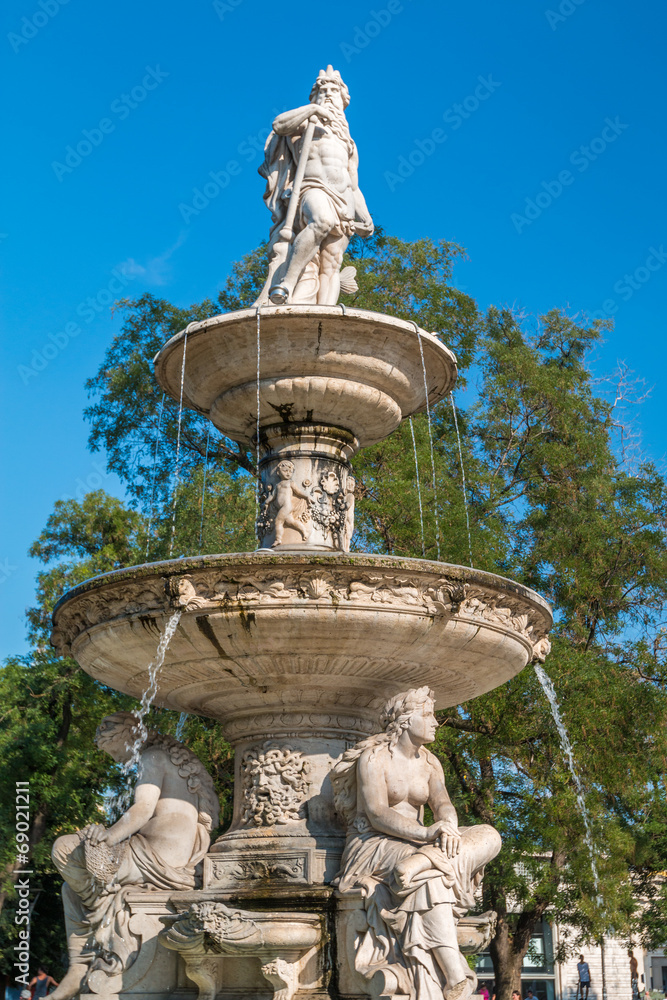 Neptune fountain in Budapest Hungary