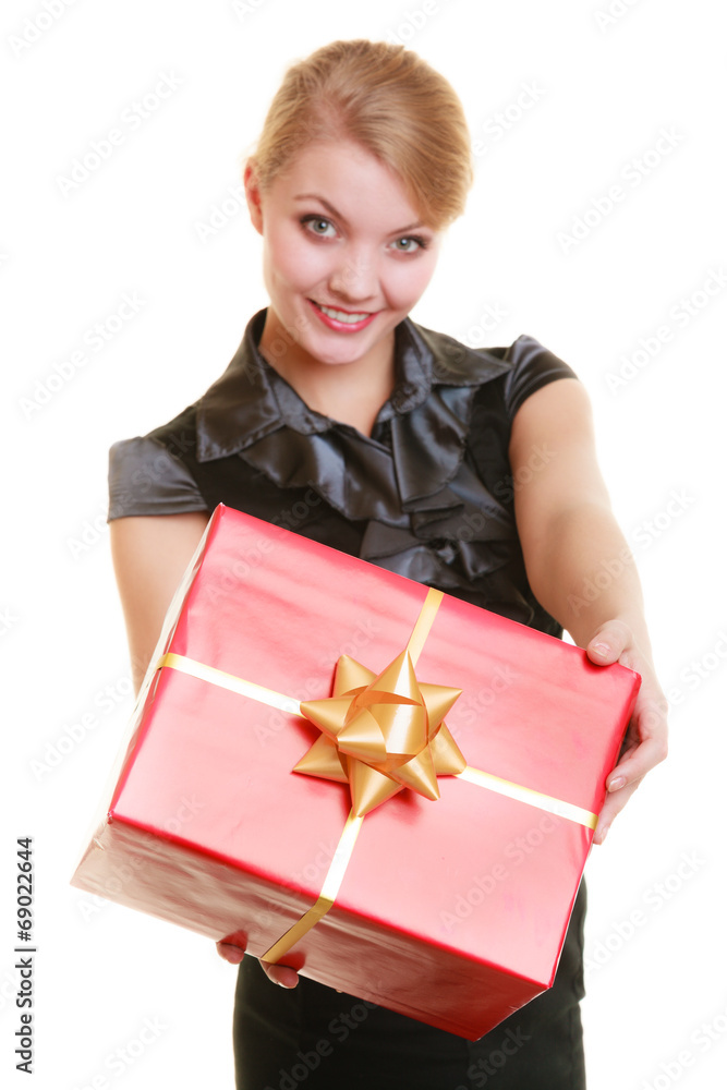 holidays love happiness concept - girl with gift box holidays love happiness concept - girl with gift box